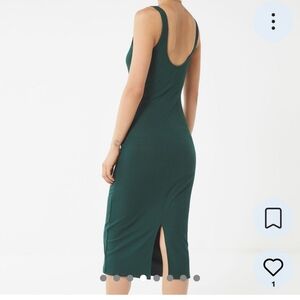 Urban Outfitters Forest Green Ribbed Midi Dress with Back Slit